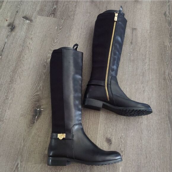 Tahari Bentley Black Leather Riding Boot size 6.5 - Picture 1 of 7